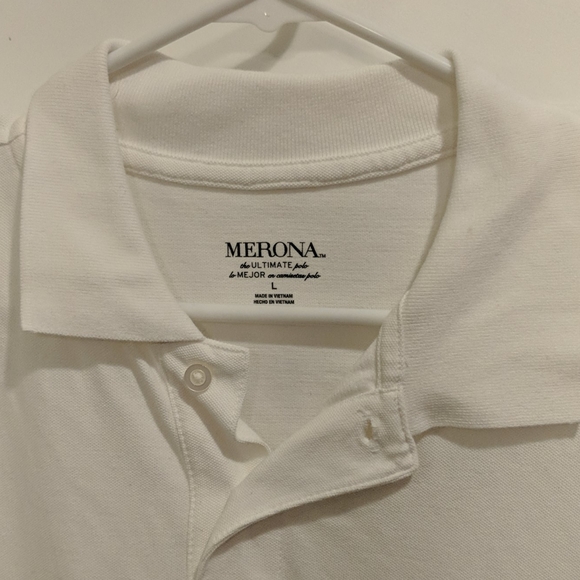White Merona Polo Short Sleeve Shirt - Picture 2 of 2